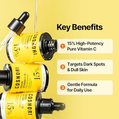 Origin Vitamin C 15% Tone-Up Ampoule | Beginner-Friendly Daily Serum with 15% Premium Pure Vitamin C, Dark Spot Care, Lightweight, Low-Irritation Formula for Sensitive Skin, Korean Skin care