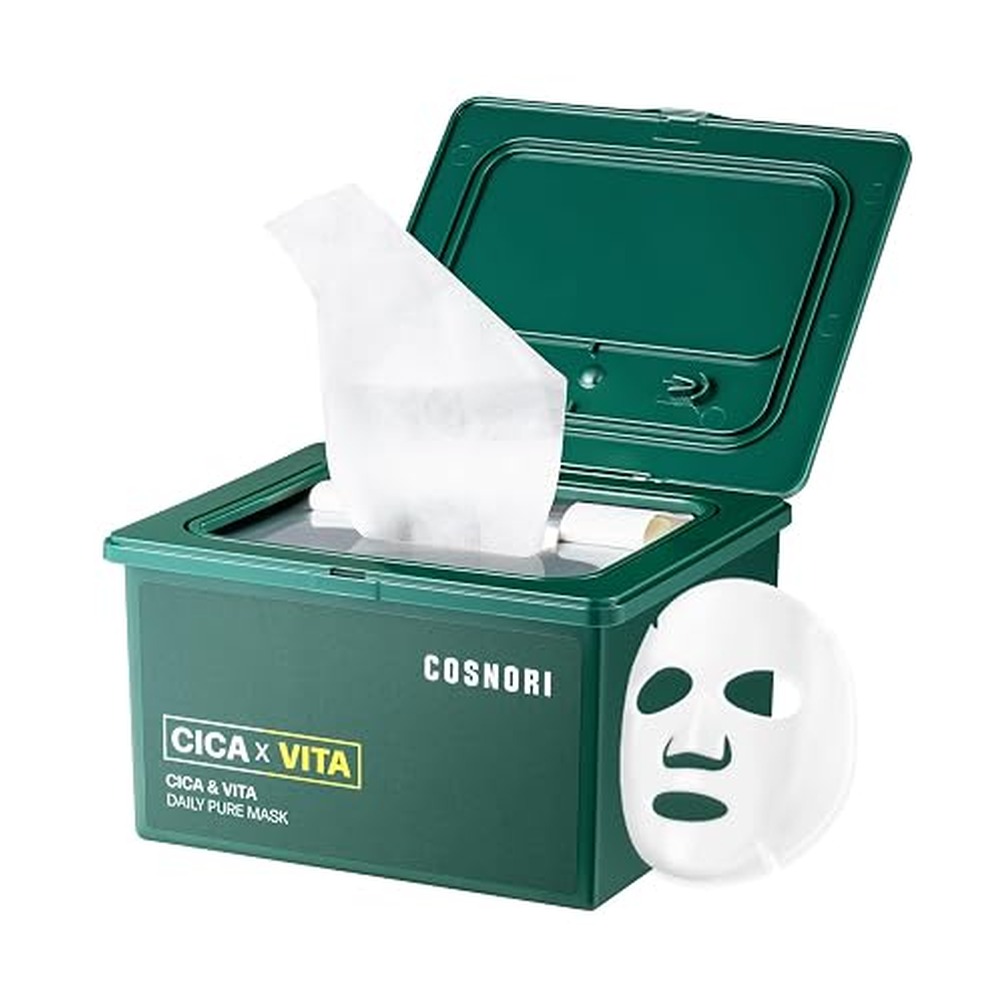 Cica X Vita Daily Pure Mask, 30 Sheets (11.8 fl oz / 350 ml) — Vegan, Hypoallergenic, Weakly Acid, Moisturizing Korean Skin Care