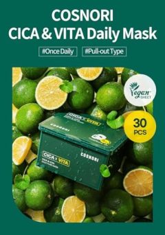 Cica X Vita Daily Pure Mask, 30 Sheets (11.8 fl oz / 350 ml) — Vegan, Hypoallergenic, Weakly Acid, Moisturizing Korean Skin Care